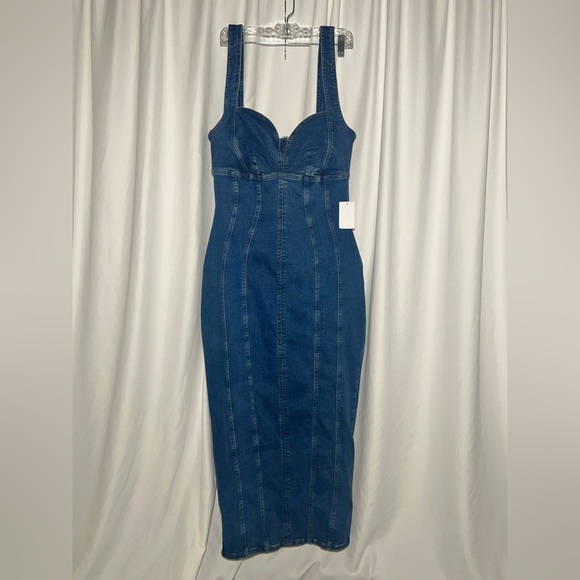 Good American Dresses & Skirts - GOOD AMERICAN DENIM CORSET MAXI DRESS | L NWT